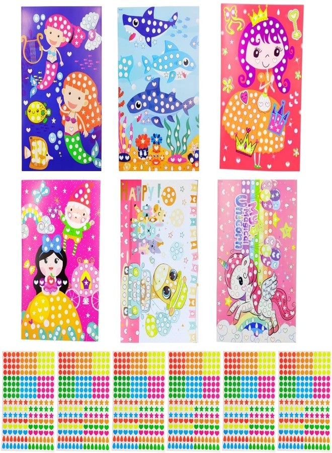 PLUSPOINT Kids Premium Dot Stickers for Kids 6 Cartoon Cardboard Pcs with 1000+ Sticky Dots DIY Stickers Mosaic Pictures Dotty Fun Craft Supplies for Girls, Journaling, Labelling, Organising Scrapbook - Image 1